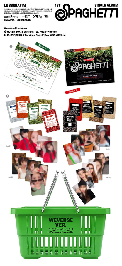 [PRE-ORDER] LE SSERAFIM - 1st Single Album 'SPAGHETTI' (Weverse Albums ver.) + Apple Music Hand Mirror POB