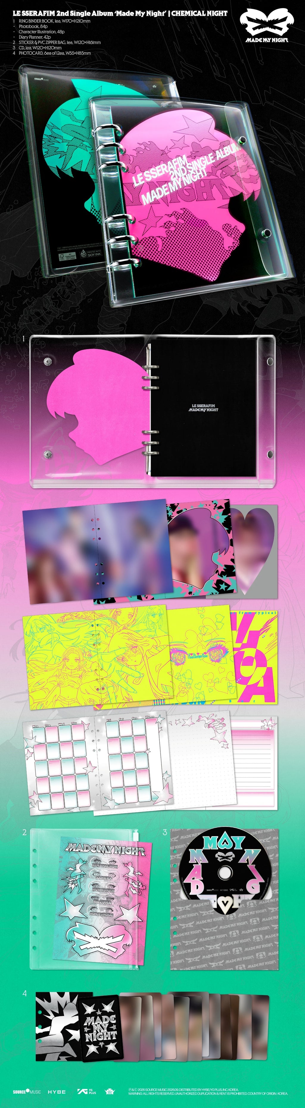 [PRE-ORDER] LE SSERAFIM - 2nd Single Album 'Made My Night' (CHEMICAL NIGHT Ver.) (hello82 Exclusive)