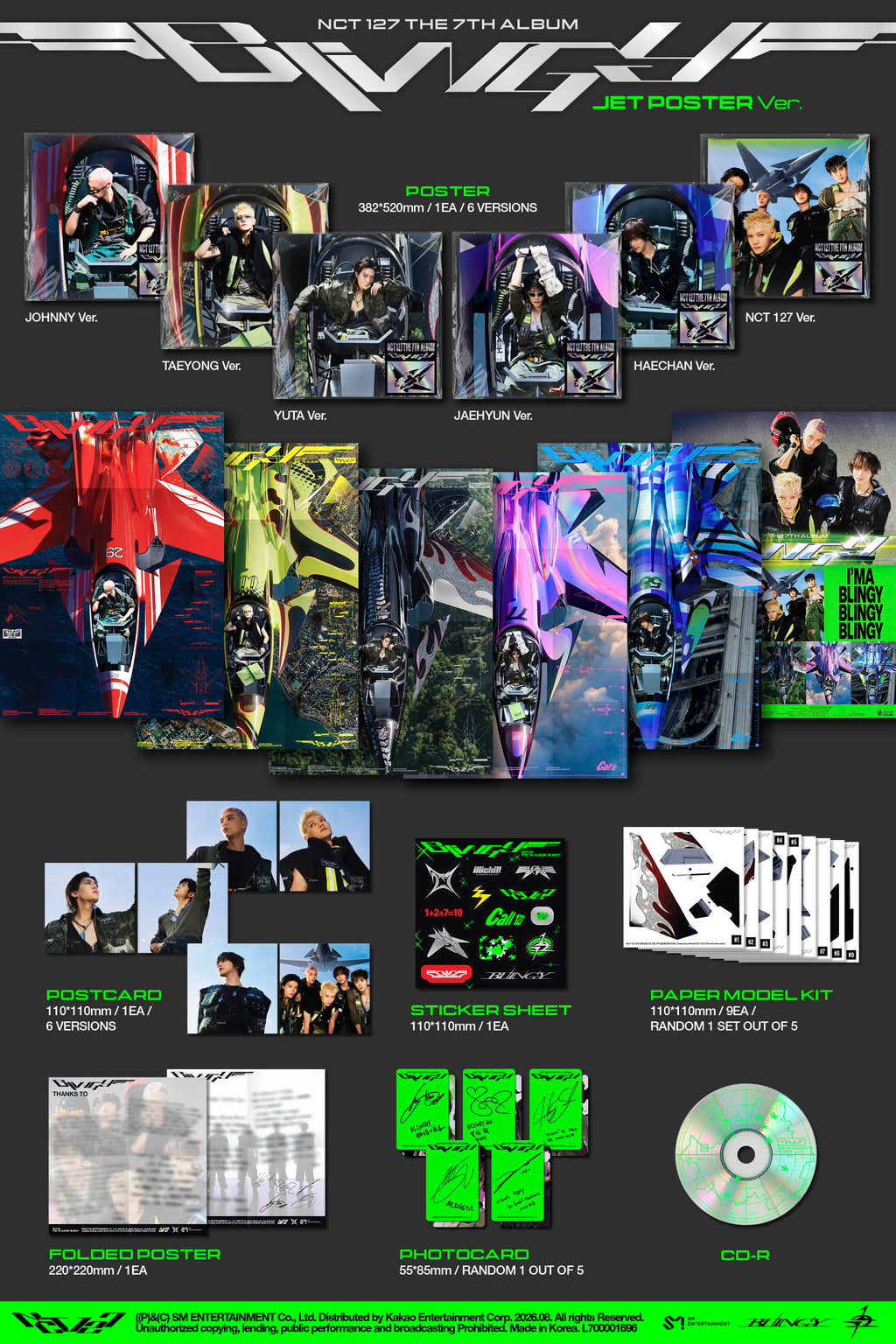 NCT 127 - 7th Album 'BLINGY' (JET POSTER ver.) + Apple Music POB
