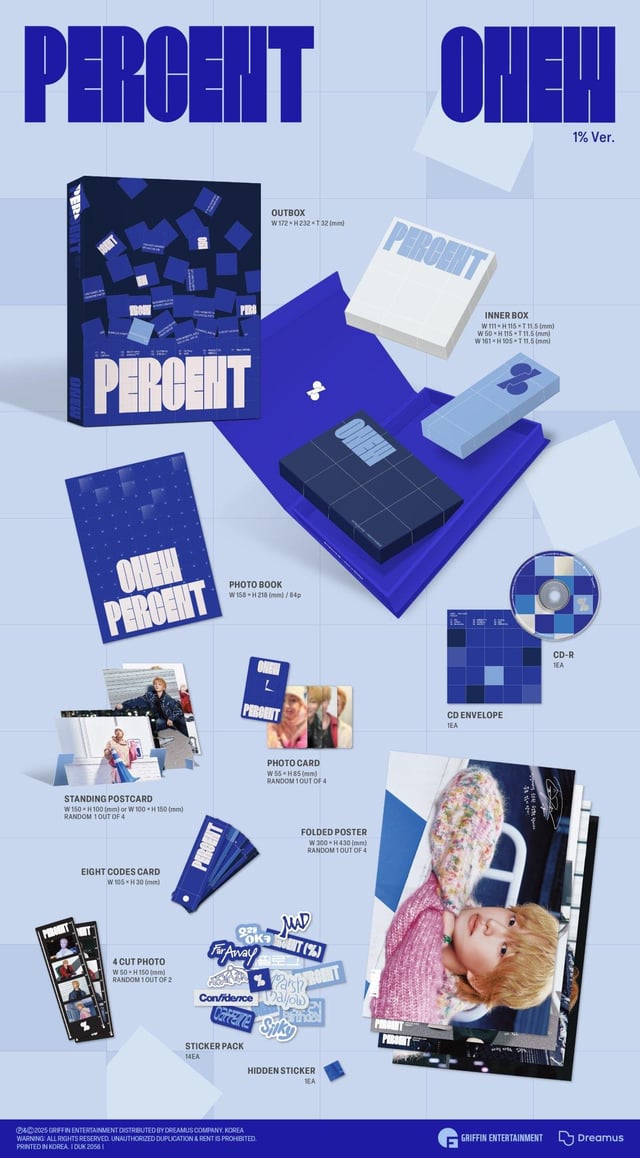 [PRE-ORDER] SHINee - ONEW - 2nd Album 'Percent' (Standard ver.) + Apple Music Photocard POB
