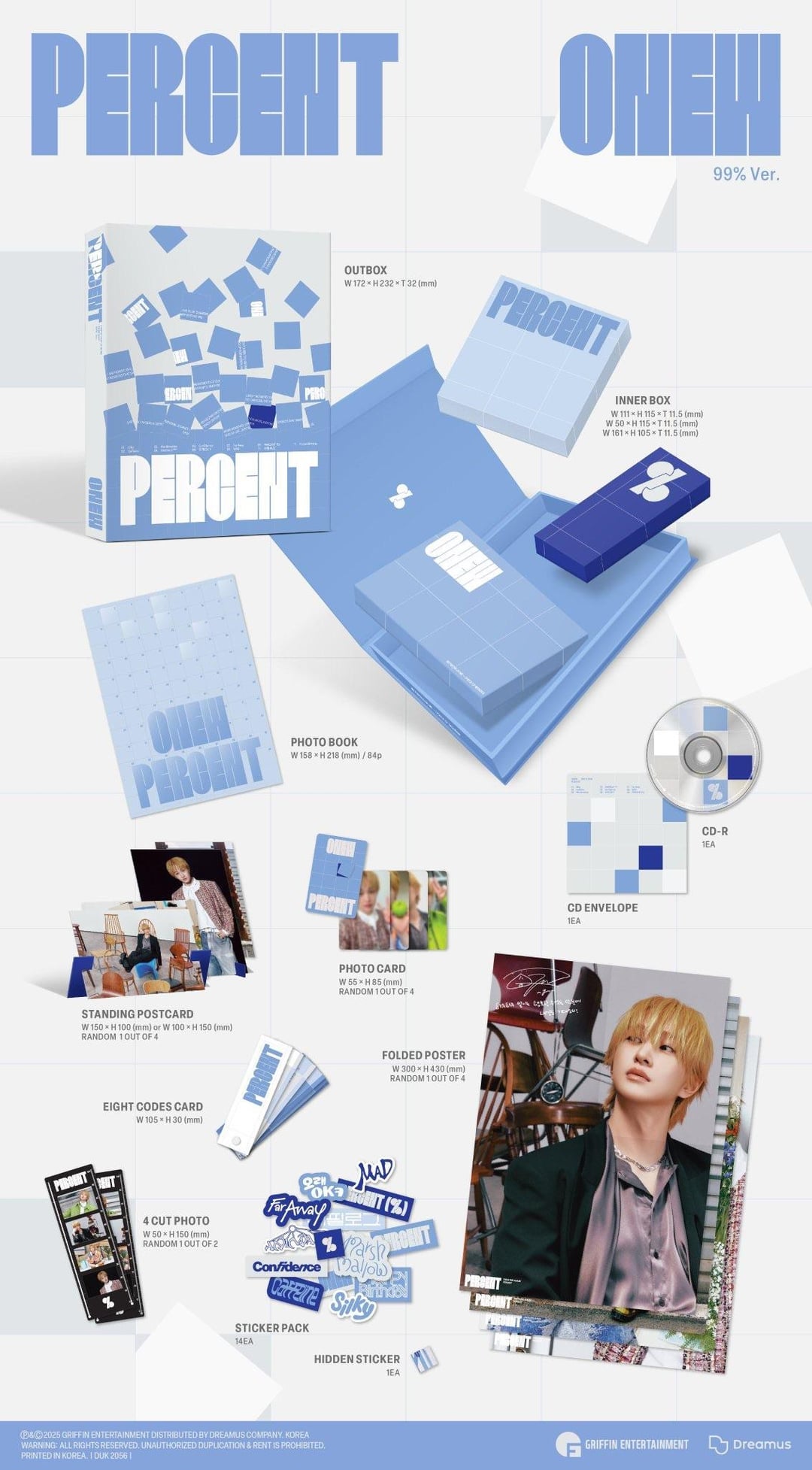 [PRE-ORDER] SHINee - ONEW - 2nd Album 'Percent' (Standard ver.) + Apple Music Photocard POB