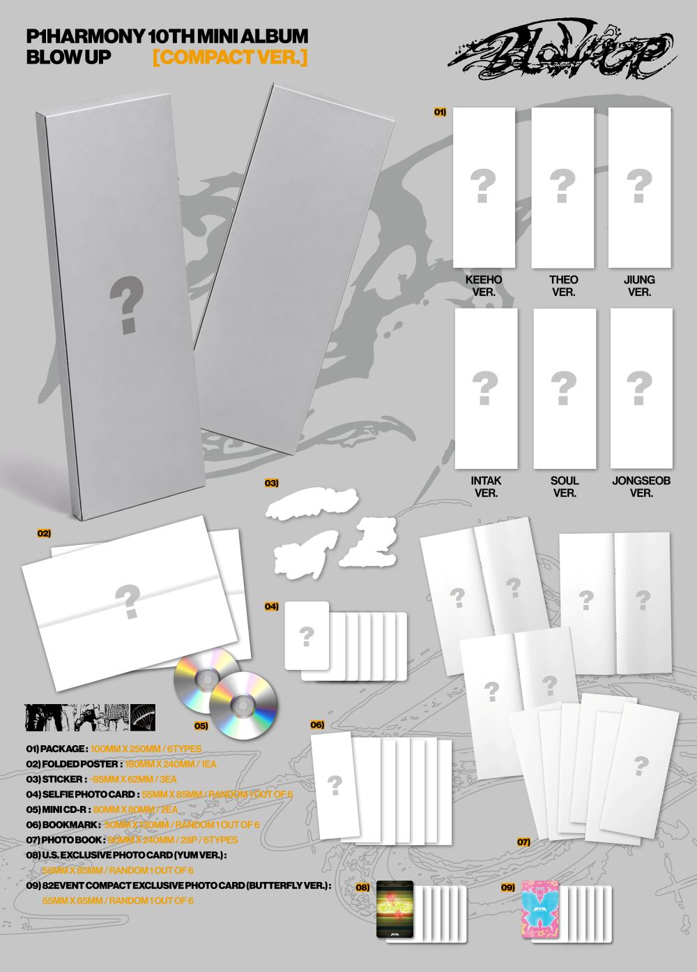 [PRE-ORDER] P1Harmony - 10th Mini Album 'BLOW UP' (Compact ver.)(RANDOM) - 82EVENT Exclusive