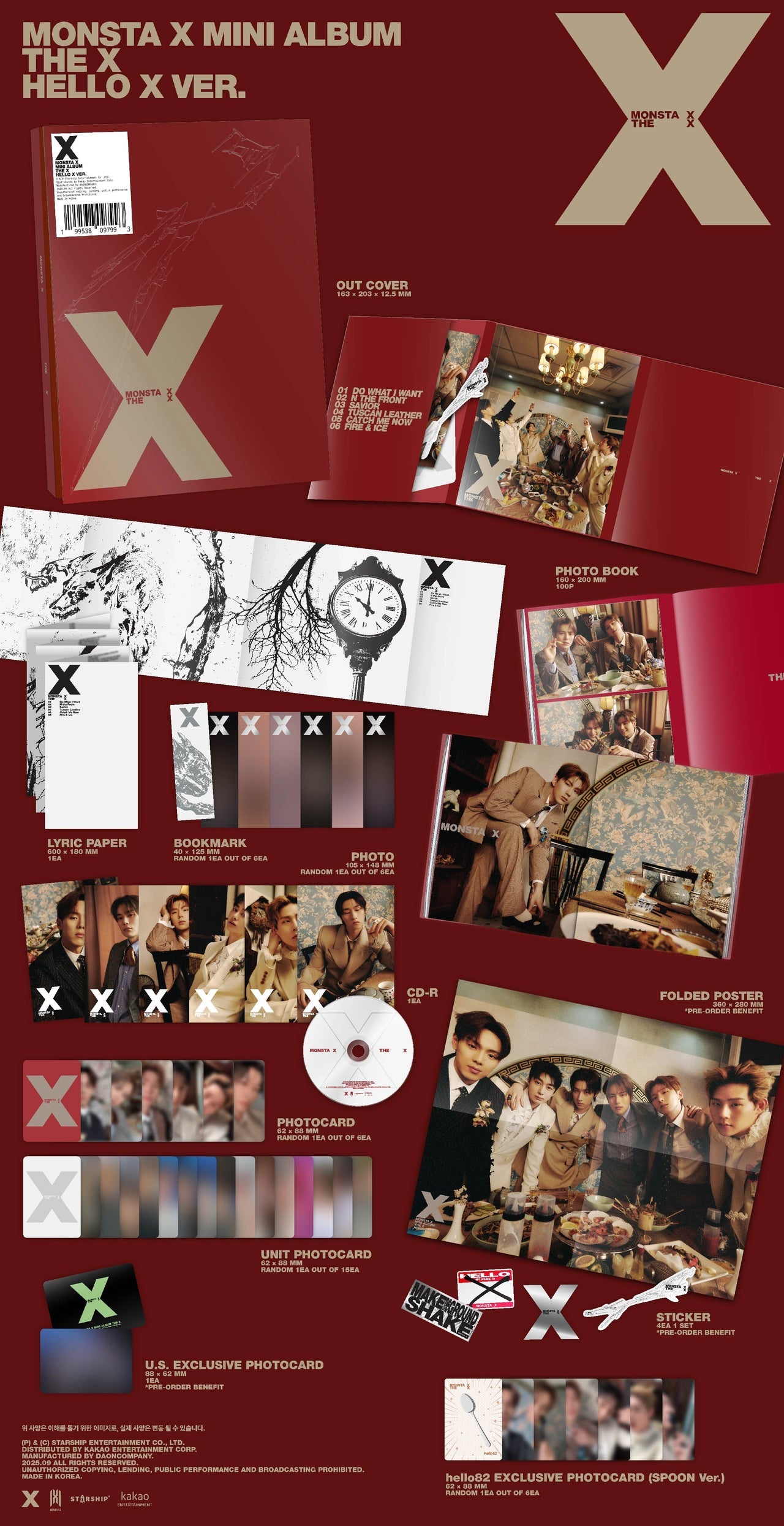 [PRE-ORDER] MONSTA X - 'THE X' (Standard ver.) (hello82 [POP-UP Exclusive])