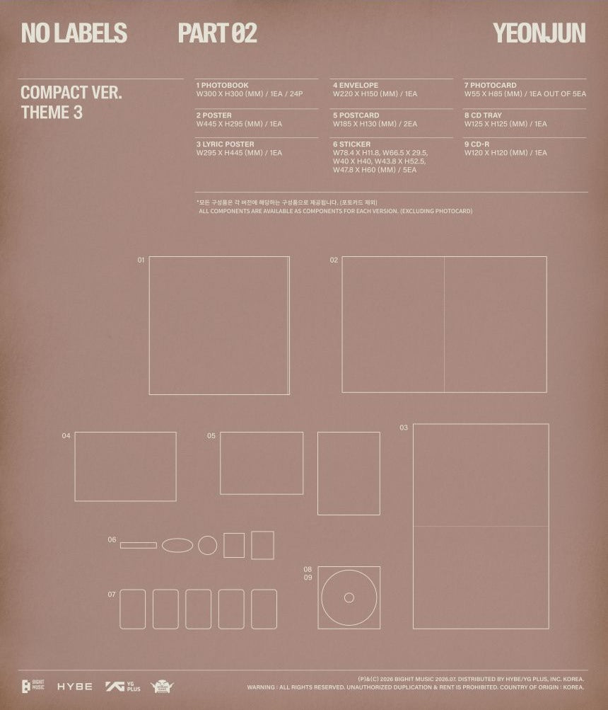 [PRE-ORDER] TXT - YEONJUN - 'NO LABELS: PART 02' (Compact ver.) + MAKESTAR Photocard POB