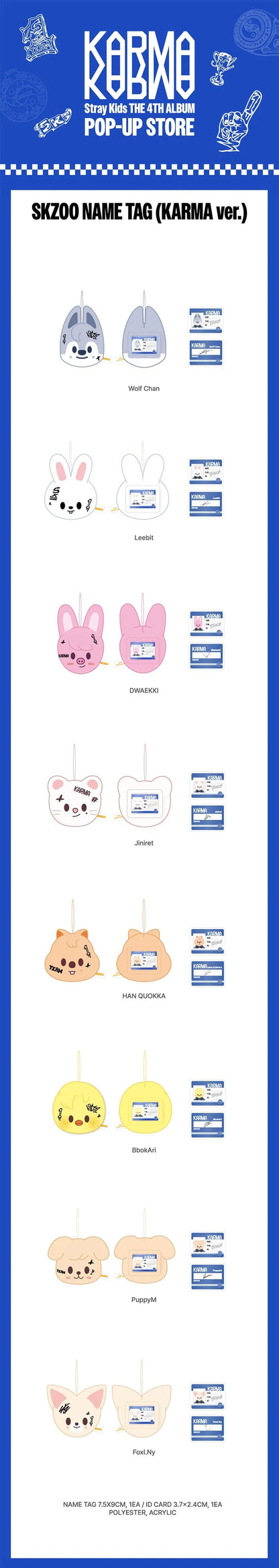 [PRE-ORDER] STRAY KIDS - 'KARMA' POP-UP MD - SKZOO NAME TAG (KARMA ver.)