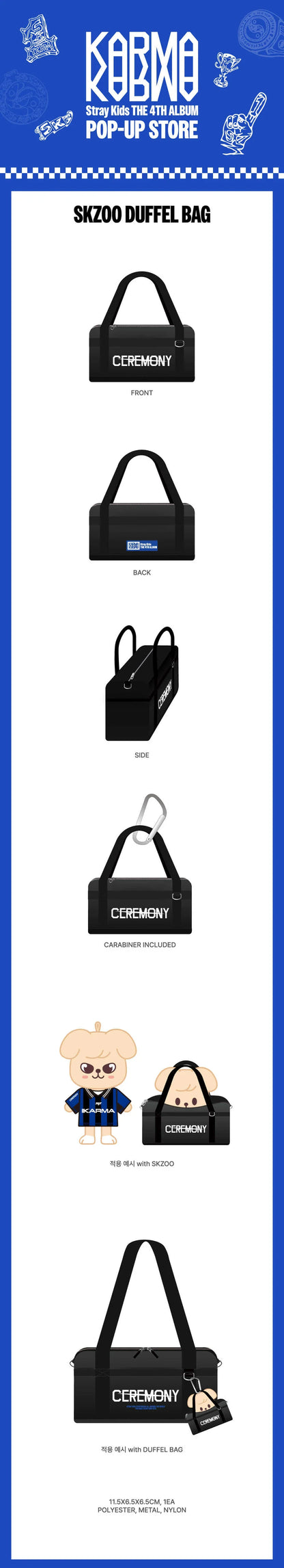 [PRE-ORDER] STRAY KIDS - 'KARMA' POP-UP MD - SKZOO DUFFLE BAG