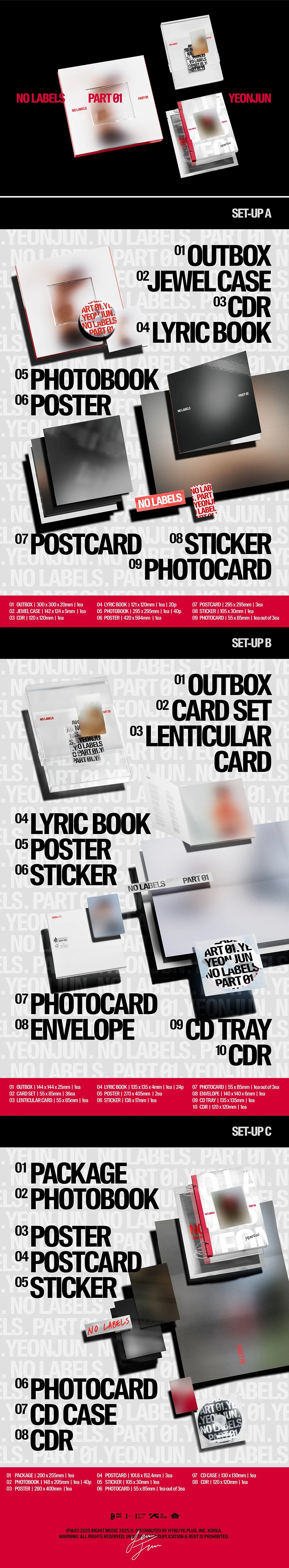 TXT - YEONJUN - 'NO LABELS : PART 01' (Standard ver.) + Apple Music Polaroid POB